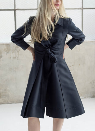 Celine F/W 2006 Vintage Runway Black Silk Coat Dress - Size FR38